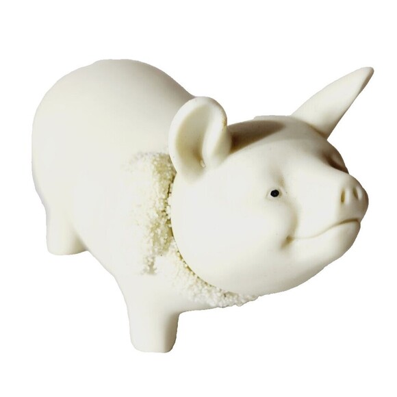 Department 56 Snowbunnies Pig Easter Farm Vtg Figurine 90's White 23773 - Picture 6 of 9